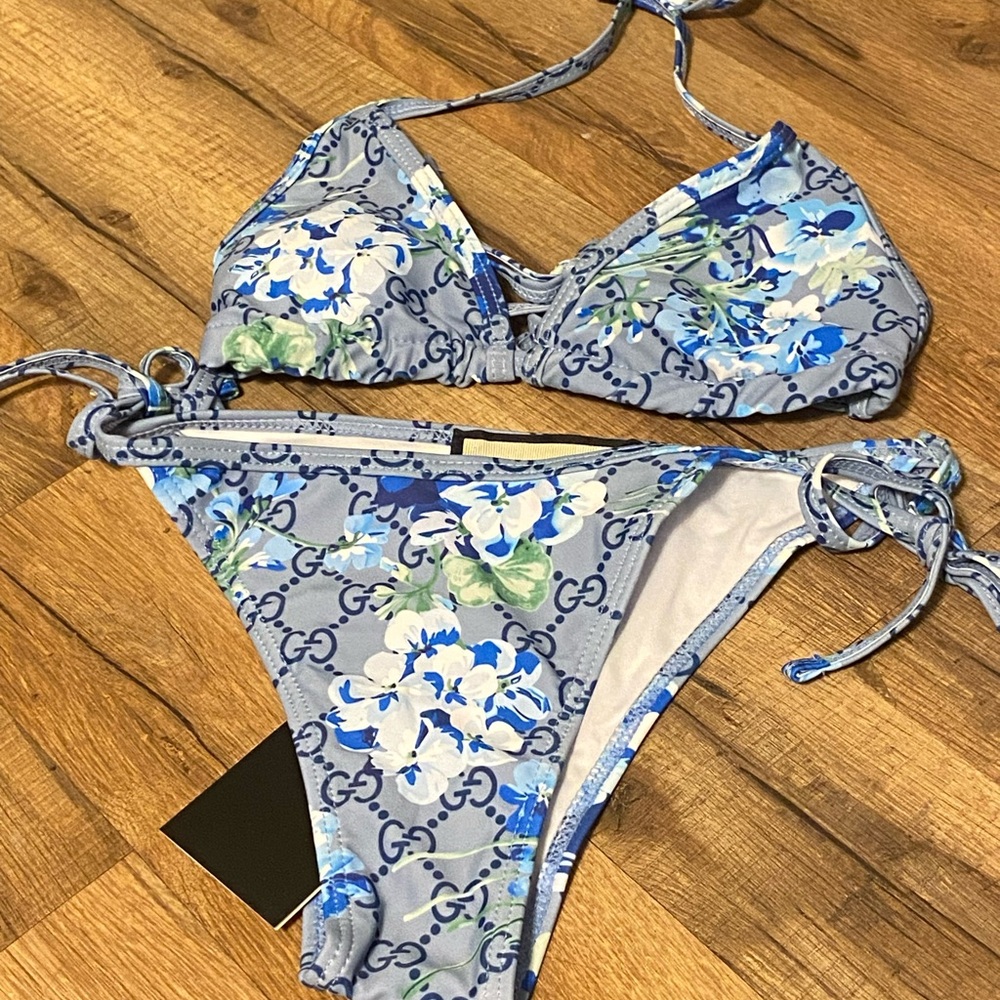 Gucci Blue Floral Bikini Set